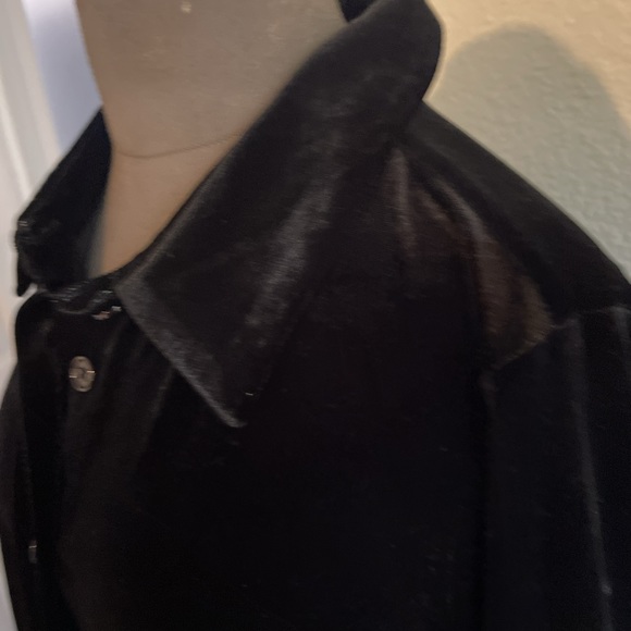 NWT ModCloth black velvet button down long sleeve shirt dress size 1X - Picture 5 of 8